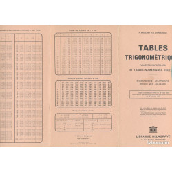 Tables Trigonométriques (valeurs naturelles) et tables numériques usuelles - Enseignement Secondaires Brevet des Collèges - 1985